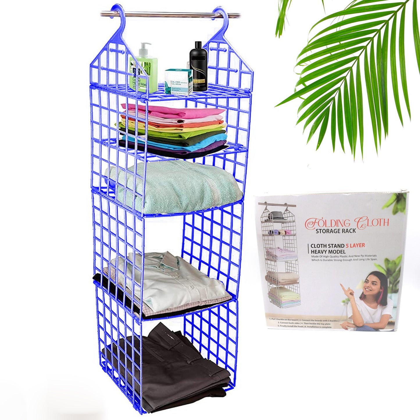 Multipurpose 5 Layer Folding Clothes Storage Rackscloset For Students Wardrobe Shelves Socks Scarf T-shirt Etchanging Organizer Storage Holders  Racks - Happy Price - Image 2
