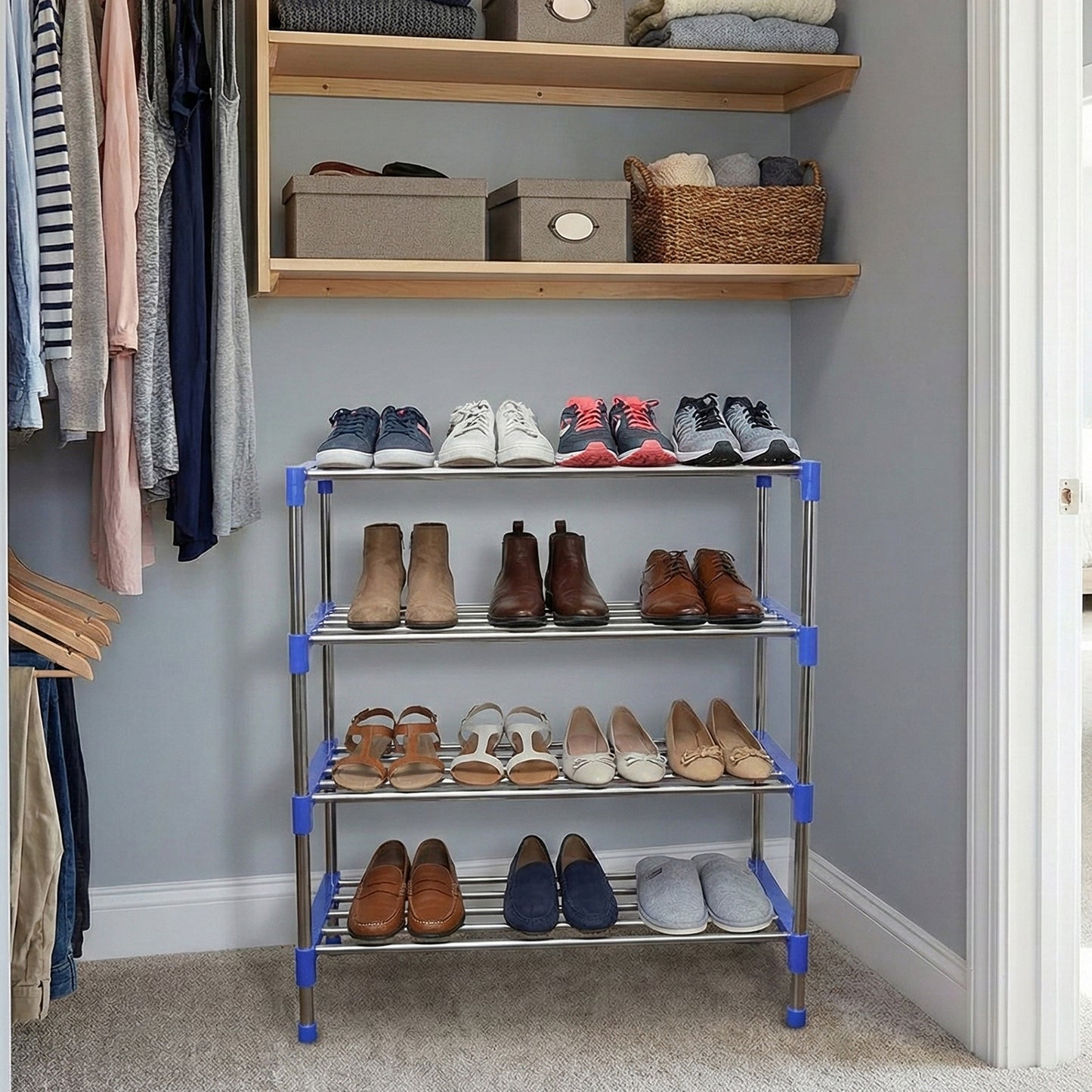 4-Tier Stainless Steel Shoe Rack Organizer for Home & Dorm - Happy Price - Image 3