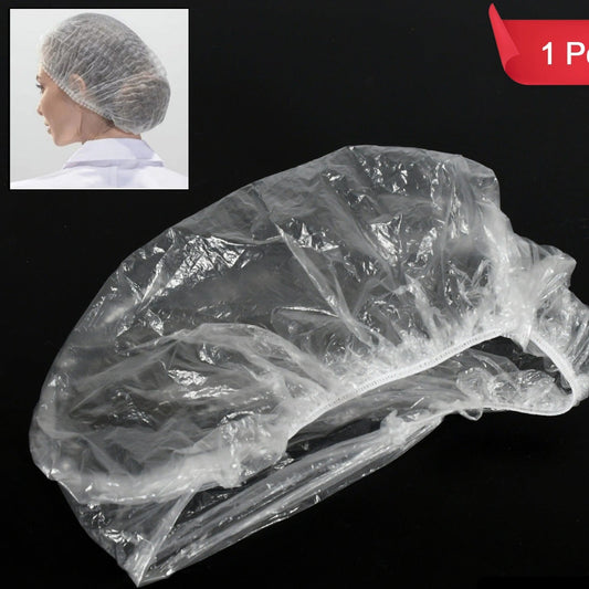 Disposable Plastic Shower Caps Clear Elastic Thick Bath Cap For Women Spahome Usehotel And Hair Salon (1pc) - Happy Price - Image 1