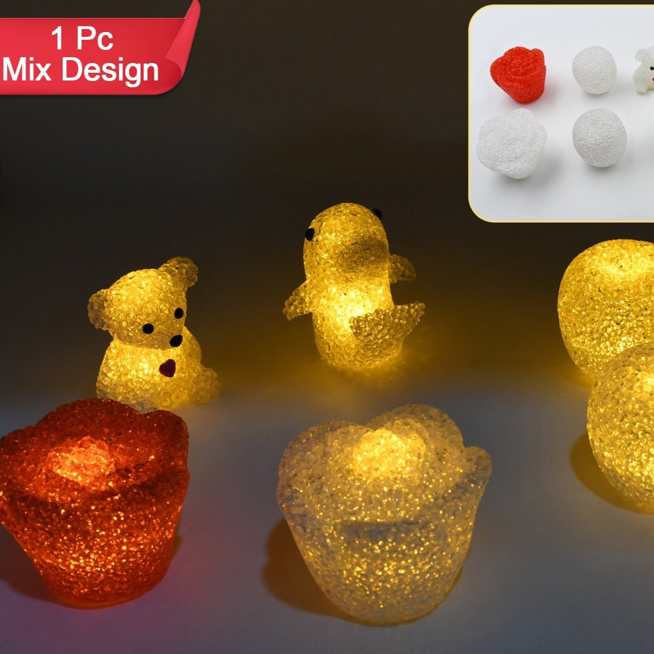 a Mix Design Multi Shape Small Light Lamps Led Shape Crystal Night Light Lamp (1 Pc ) - Happy Price - Image 1