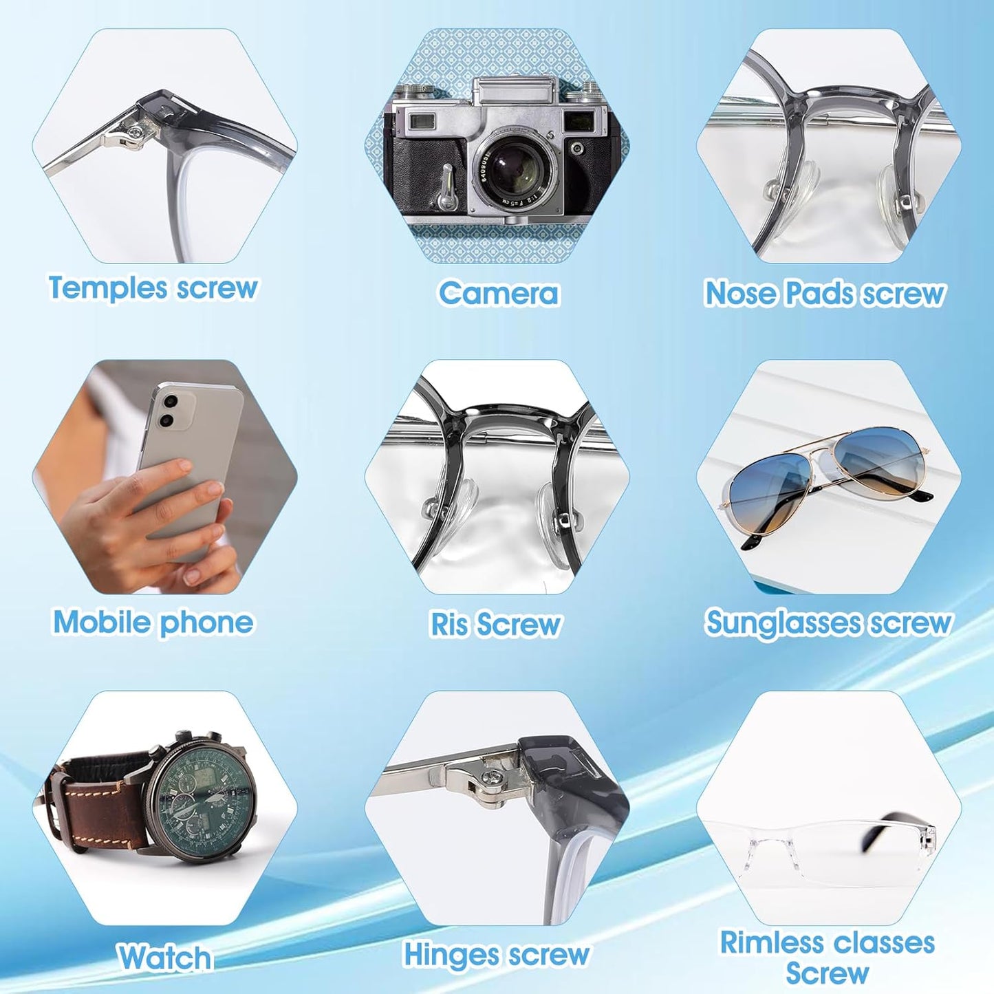 Eyeglass Repair Kit (1 Set) with Screwdrivers, Screws, Nose Pads & Cleaning Cloth - Happy Price - Image 5