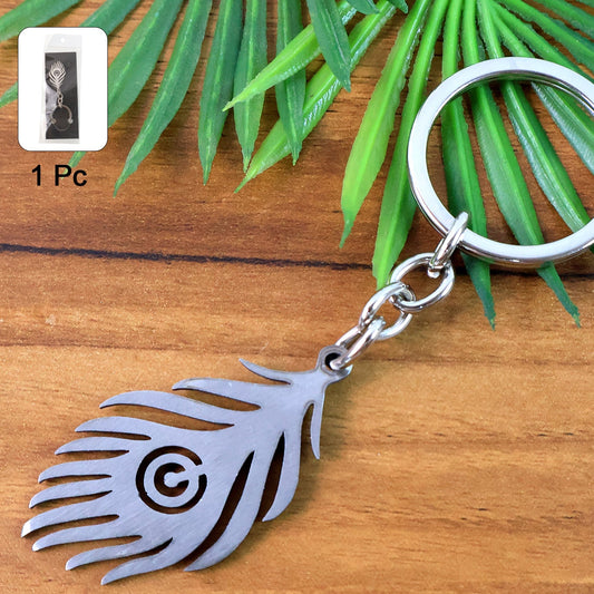Stylish Stainless Steel Peacock Feather Keychain (1 Pc) - Happy Price - Image 1