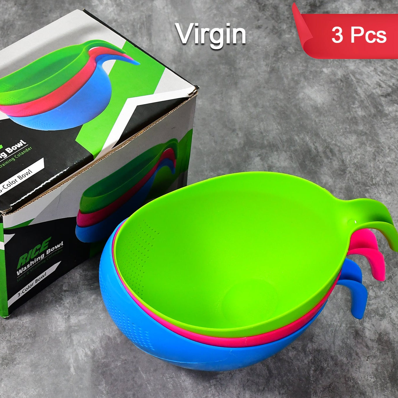 Plastic Rice Bowlfood Strainer Thick Drain Basket With Handle For Rice Vegetable  Fruit (Set Of 3pcs) - Happy Price - Image 1