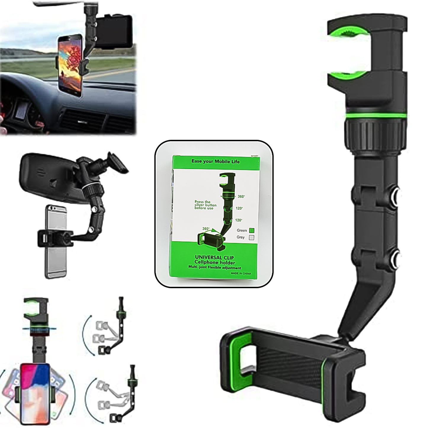 360° Rotating Car Phone Mount for Rearview Mirror - Universal Fit - Happy Price - Image 6