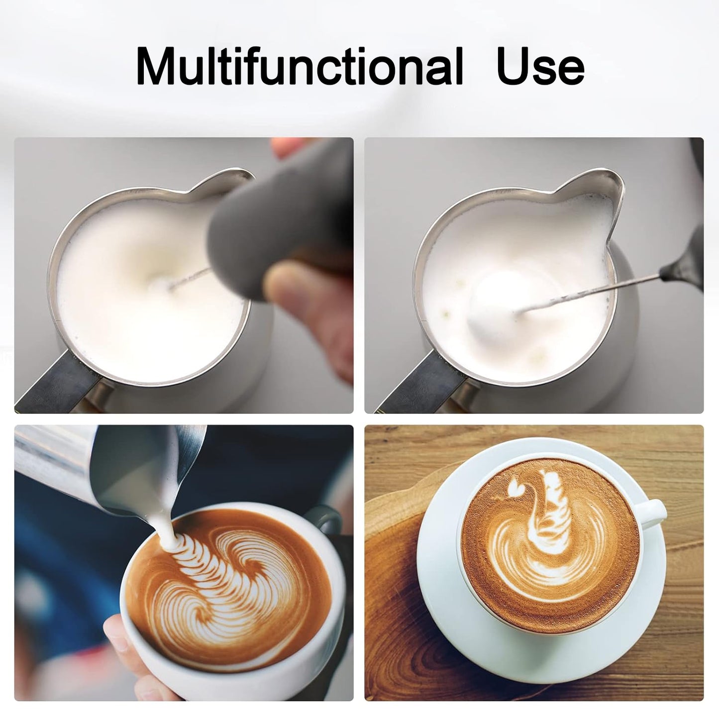 Small Electric Handheld Milk Frother With Stainless Steel Whisk (1 Pc) - Happy Price - Image 6