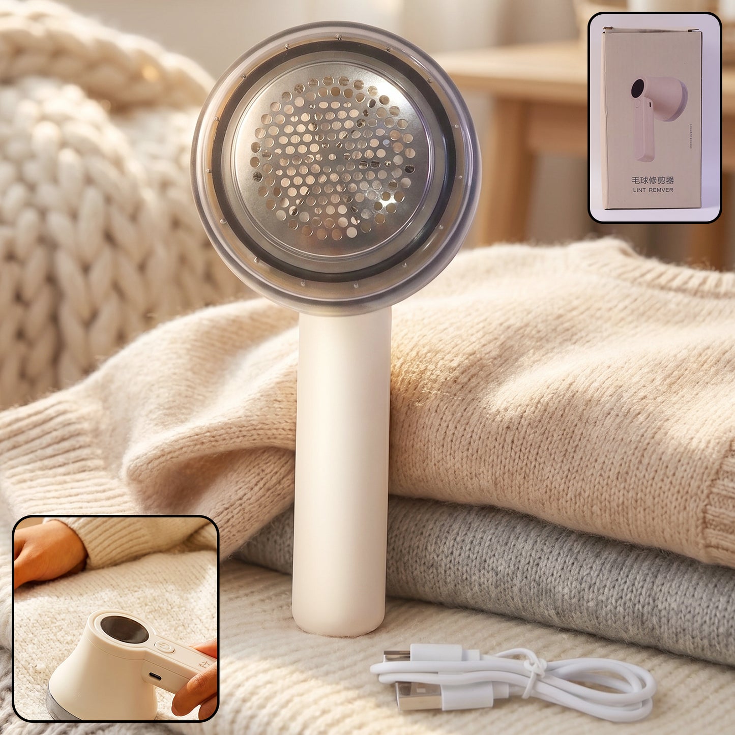 Rechargeable Fabric Lint Remover for Clothes & Home - 1 Pc - Happy Price - Image 2