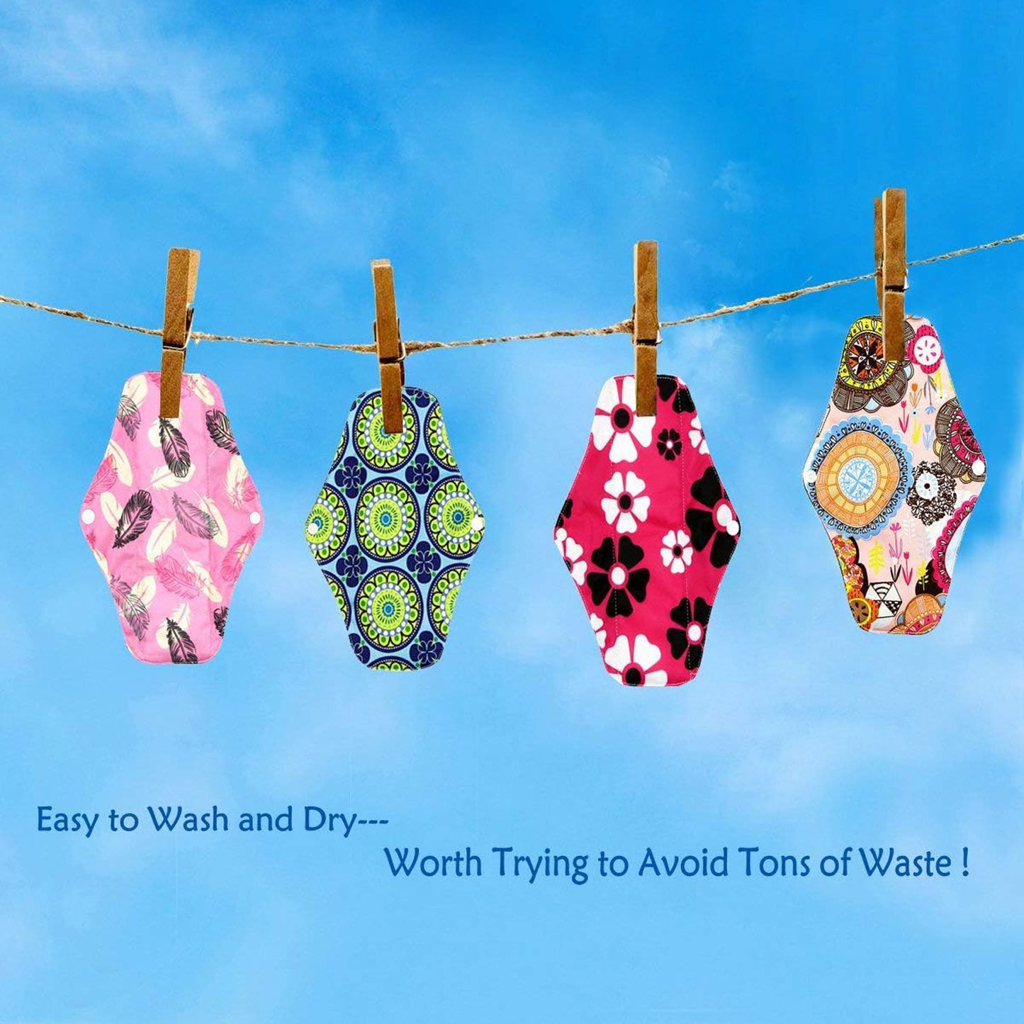 Reusable Cloth Sanitary Pads - 4 Pc Set for Women - Happy Price - Image 4