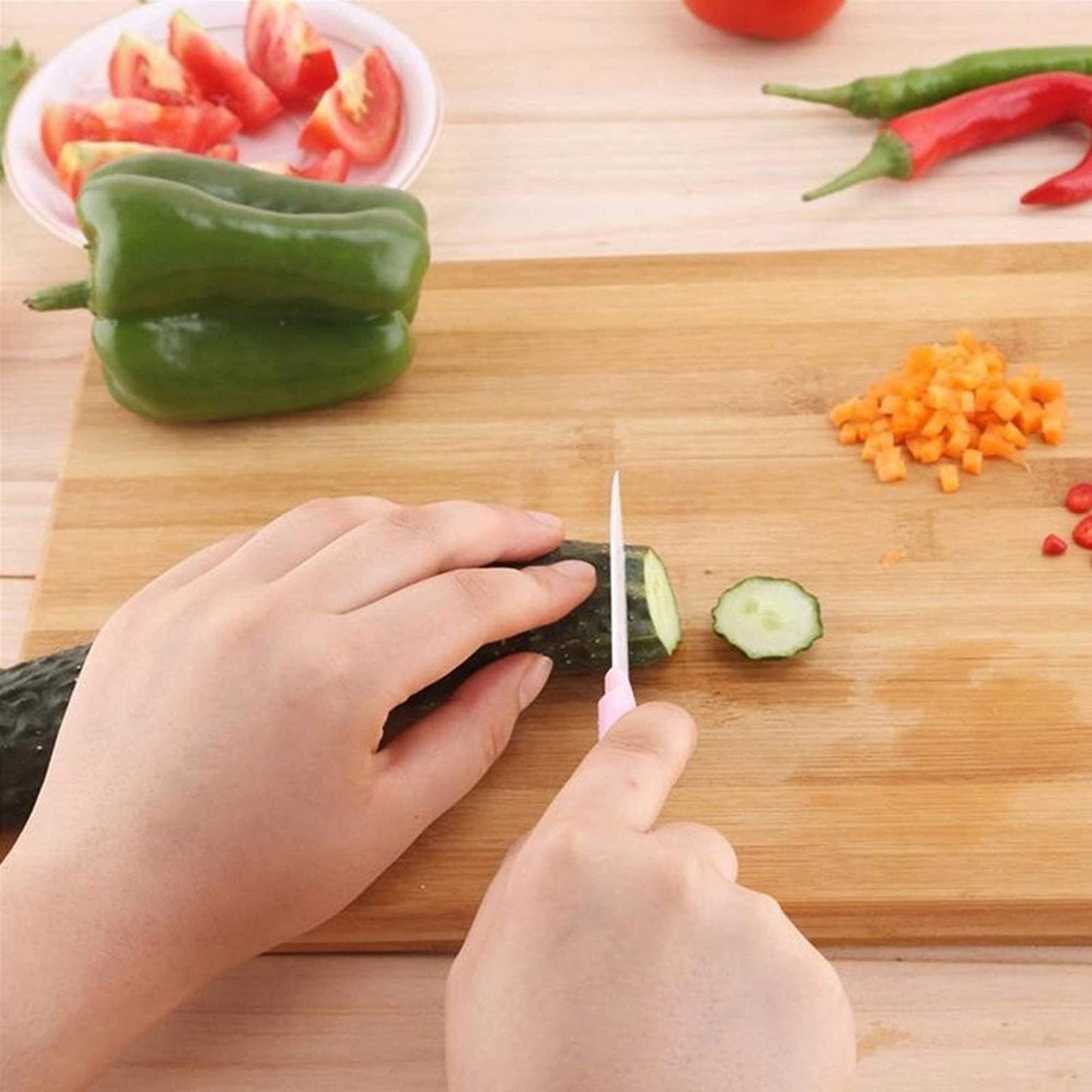 Thick Wooden Bamboo Kitchen Chopping Cutting Slicing Board With Holder For Fruits Vegetables Meat - Happy Price - Image 6