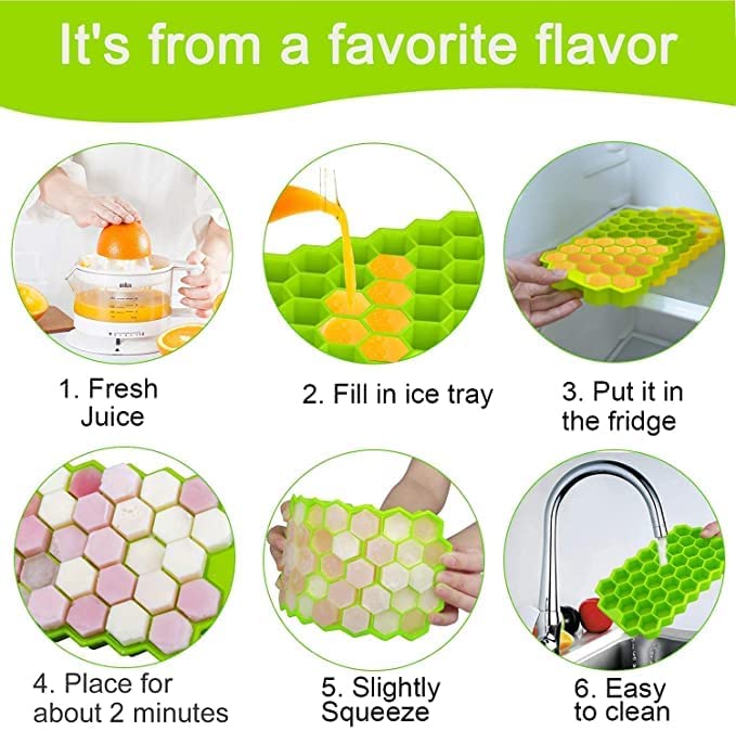Flexible Silicone Honeycomb Design 37 Cavity Ice Cube Moulds Trays Small Cubes For Whiskey Tray For Fridge (Multicolor) - Happy Price - Image 5