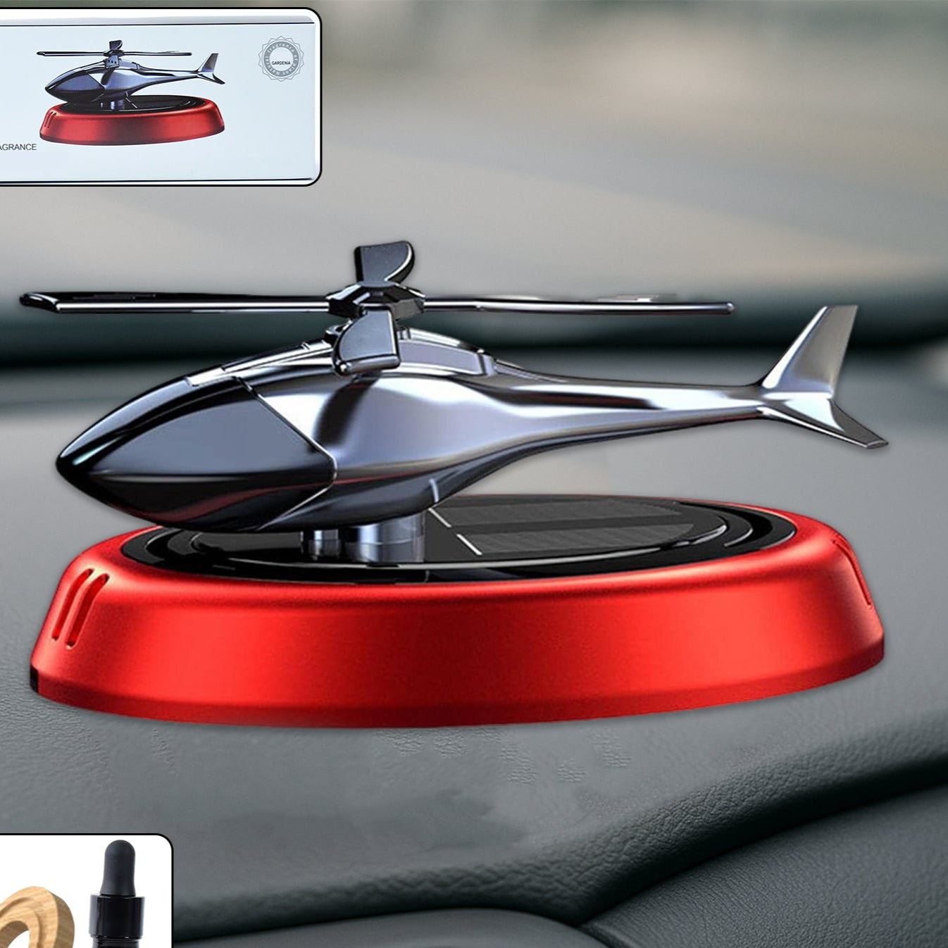 Solar-powered Rotating Helicopter Car Air Freshener - Happy Price - Image 1