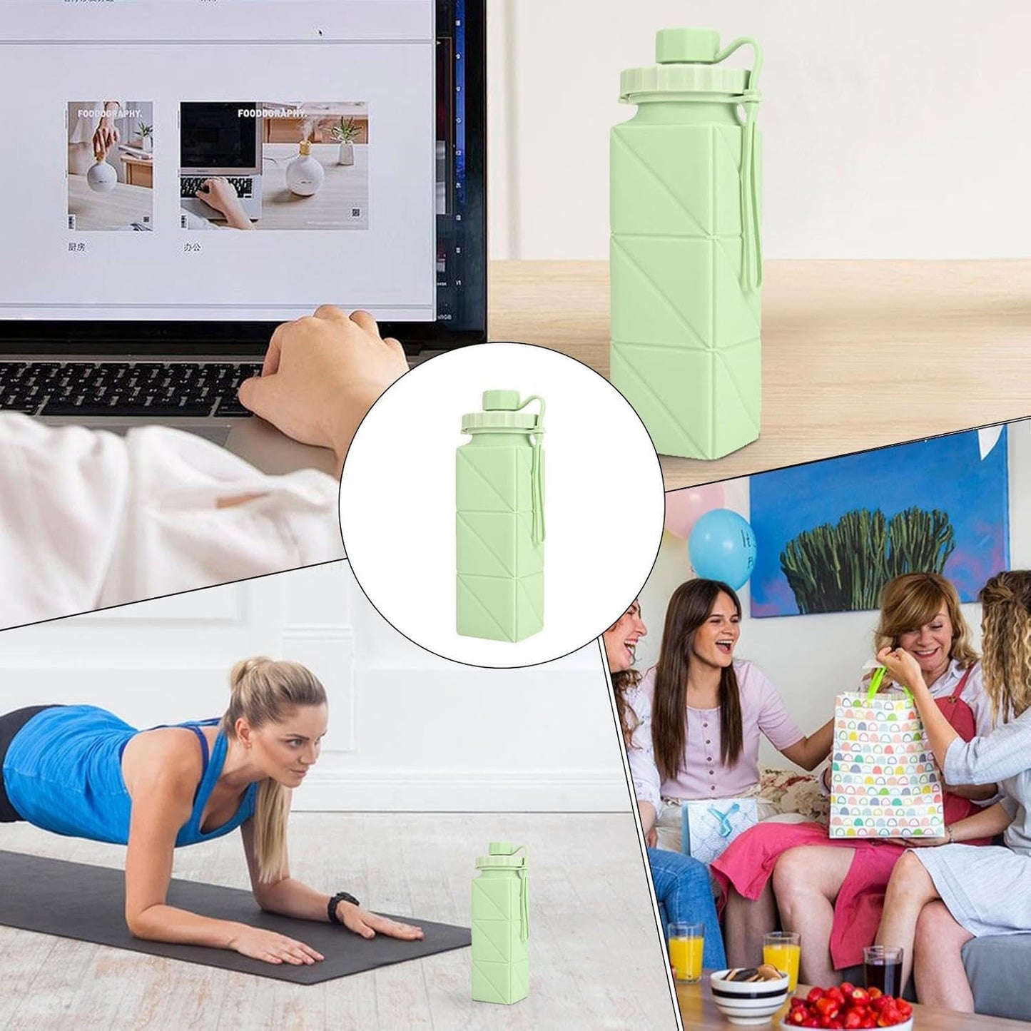 Collapsible Water Bottle with Strap - 1 Pc - Happy Price - Image 3