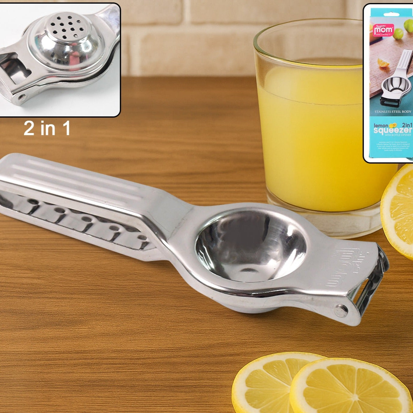 Durable Stainless Steel 2-in-1 Lemon Squeezer & Bottle Opener - Happy Price - Image 1