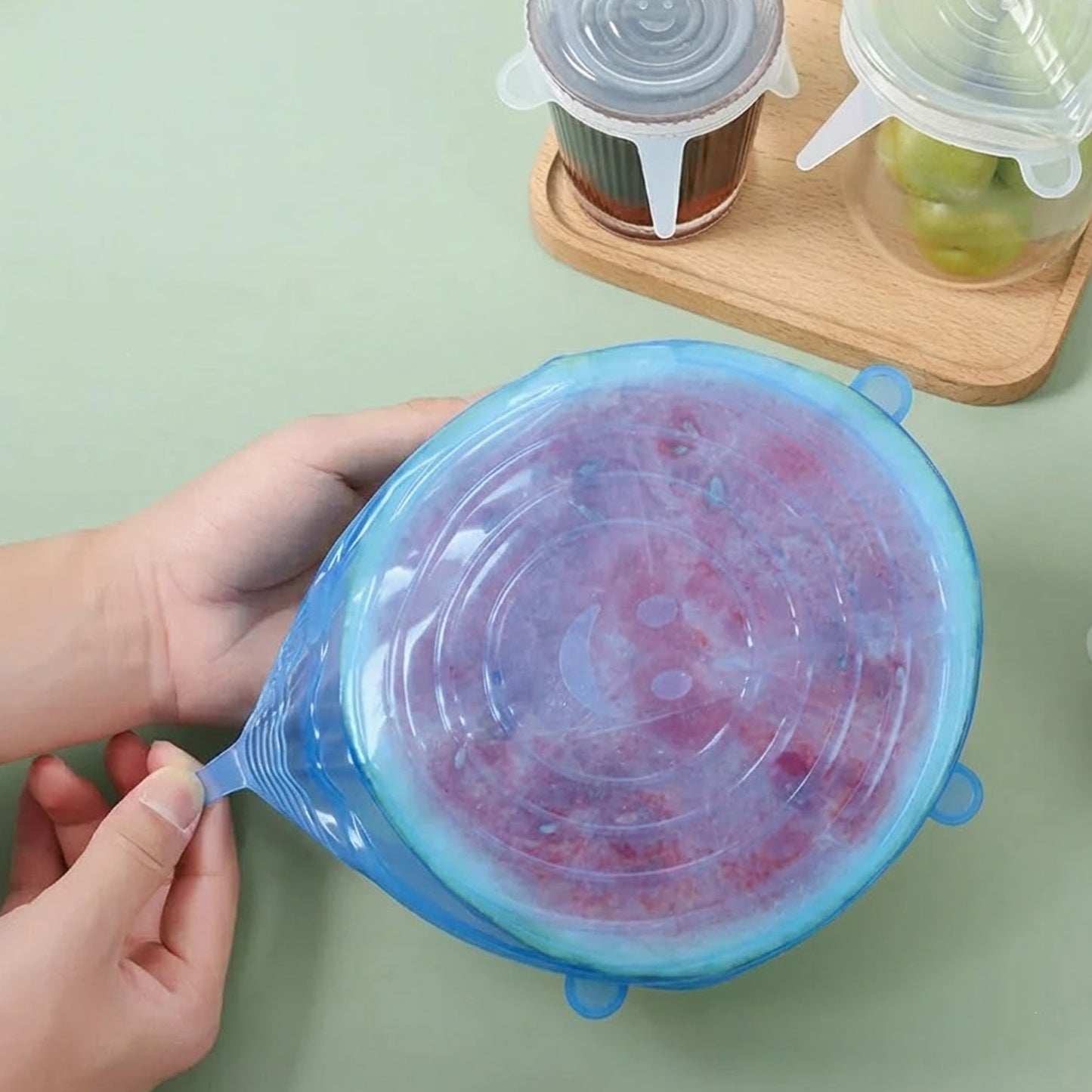 Set of 4 Reusable Silicone Stretch Food Lids for Bowls & Containers - Happy Price - Image 6