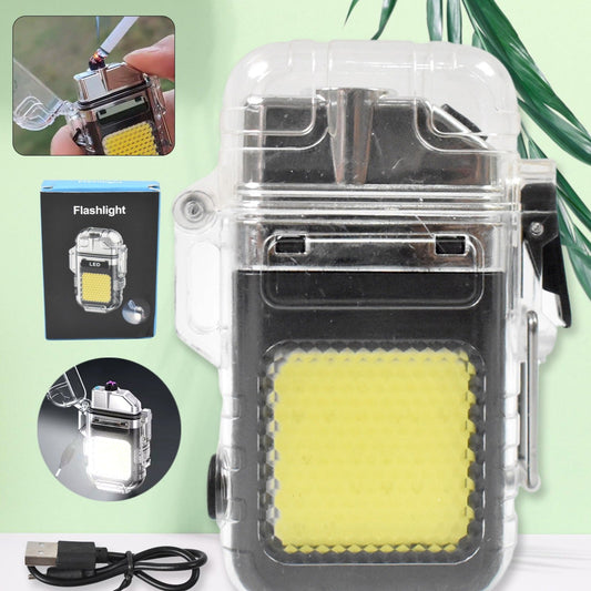 Usb Rechargeable Electric Lighter  3 Modes Cob Flashlight (1 Pc) - Happy Price - Image 1
