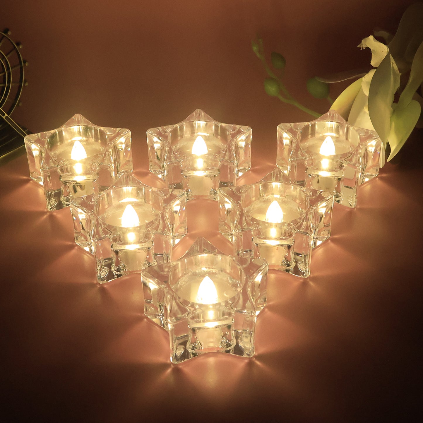 Set of 12 Crystal Effect LED Flameless Candles - Smokeless Battery Operated Tealights - Happy Price - Image 5