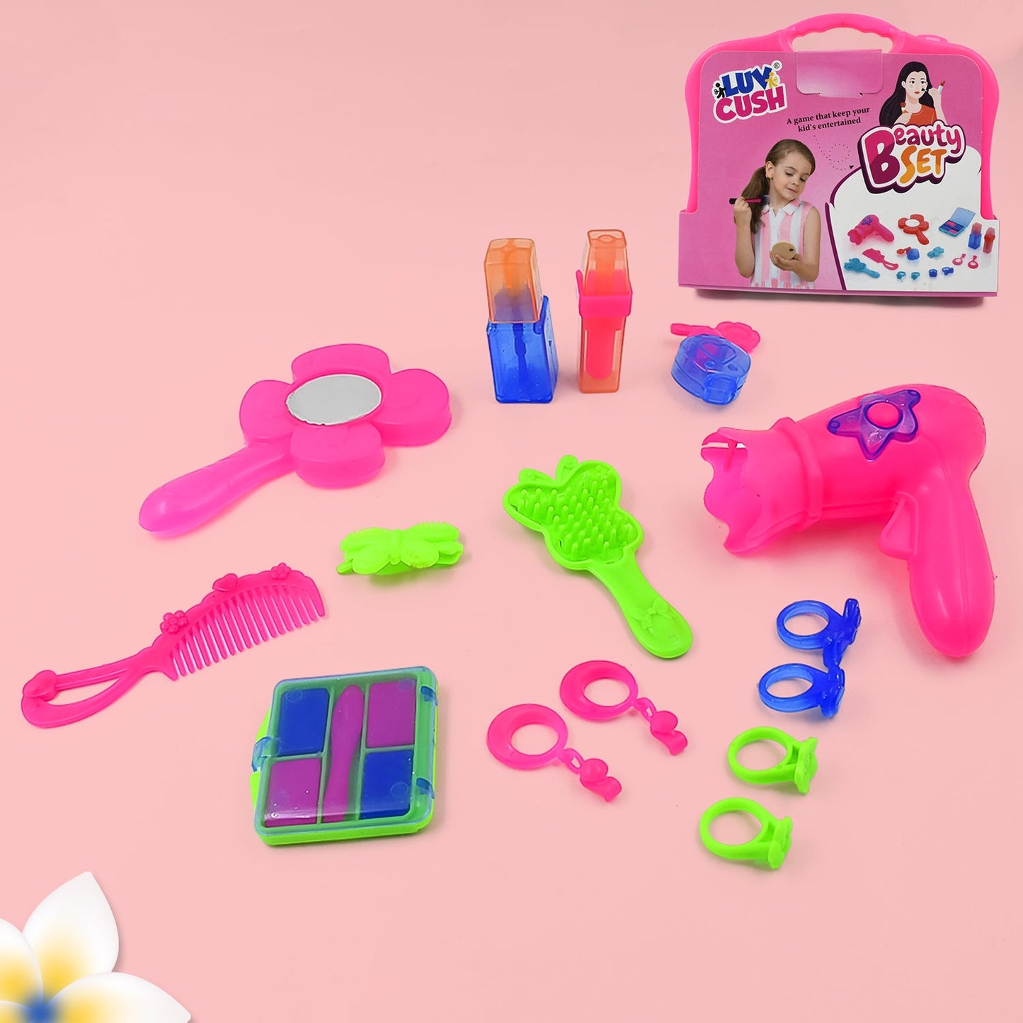 Portable Kids Beauty Play Set with Approx 22 Pcs - Happy Price - Image 2