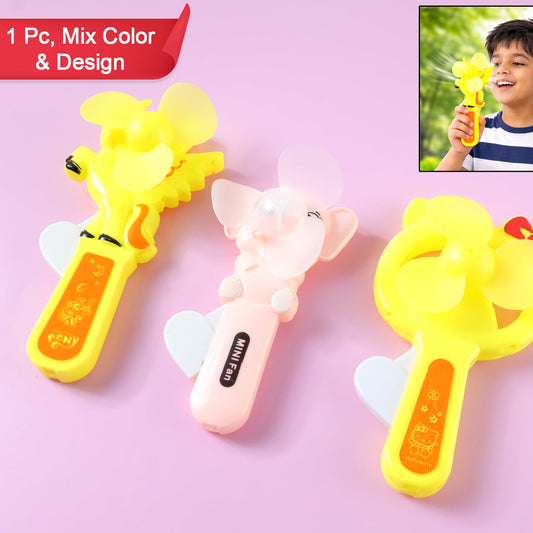 Hand Press Cartoon Fan Toy for Kids - 1 Pc Mix Color - Happy Price - Image 1