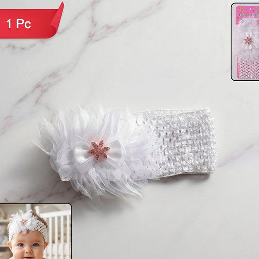 Cute Floral Baby Headband - Soft Elastic Hair Band for Girls (1 Pc) - Happy Price - Image 1