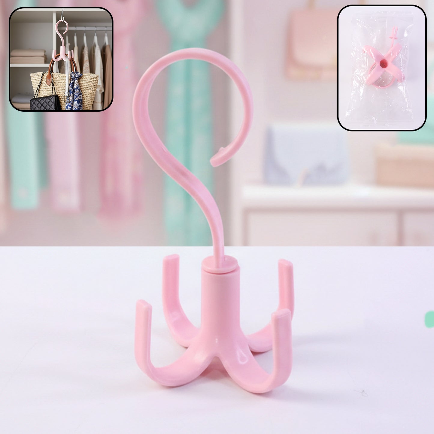 360 Rotating Hanging Organizer with 4 Hooks (1 Pc) - Happy Price - Image 2