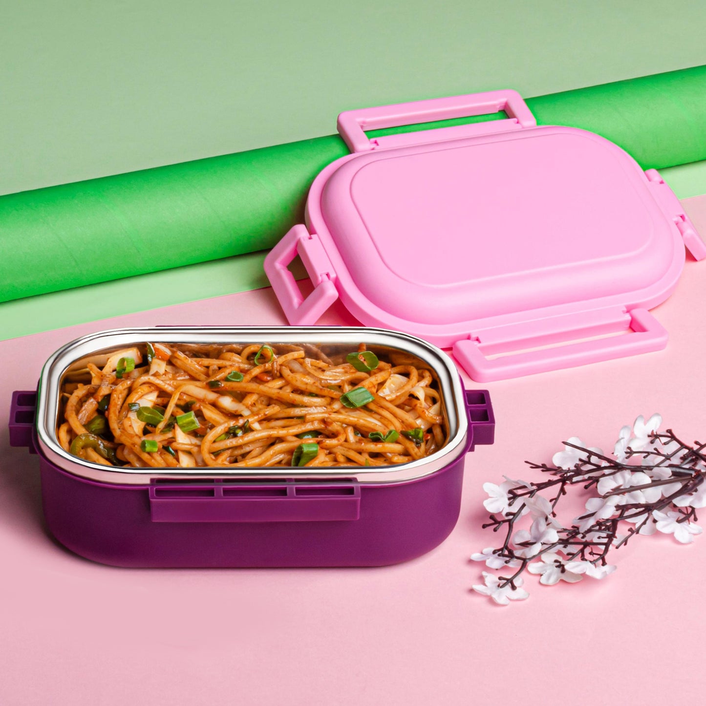 Insulated Testy Stainless Steel Leakproof Lunch Box With Spoon (1 Set) - Happy Price - Image 2