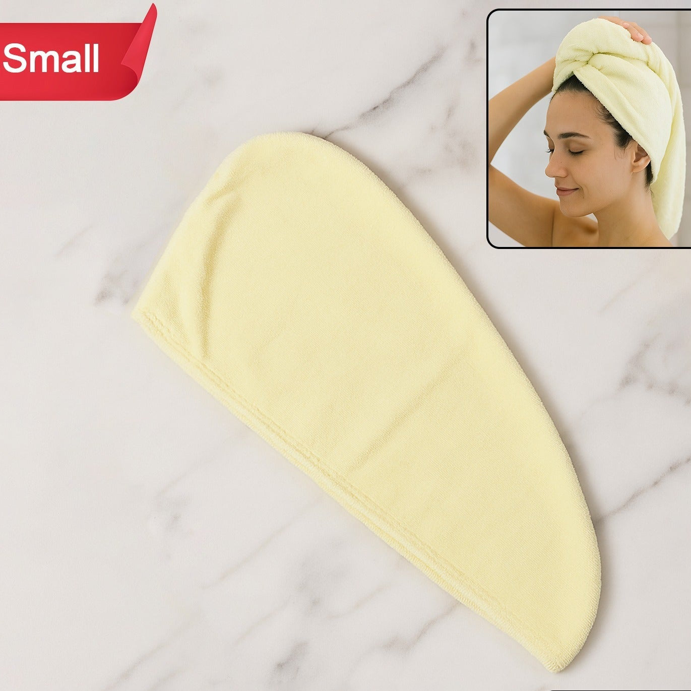 Small Microfiber Hair Drying Towel Wrap Cap - Quick Absorbent Turban (1 Pc) - Happy Price - Image 1