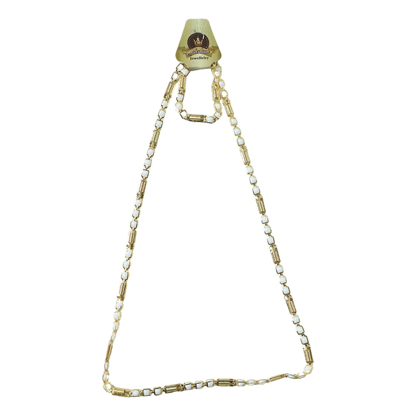 Gold-Tone Designer Chain Necklace with Stone Accents (1 Pc) - Happy Price - Image 4