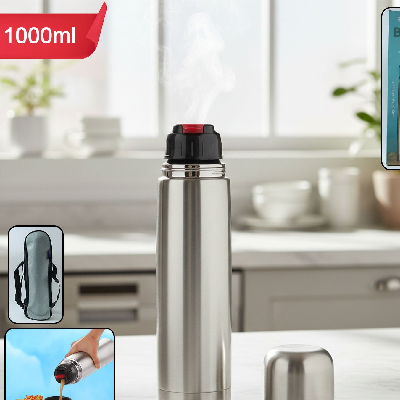 Bullet Style Stainless Steel Vacuum Insulated Water Bottle 1000 Ml