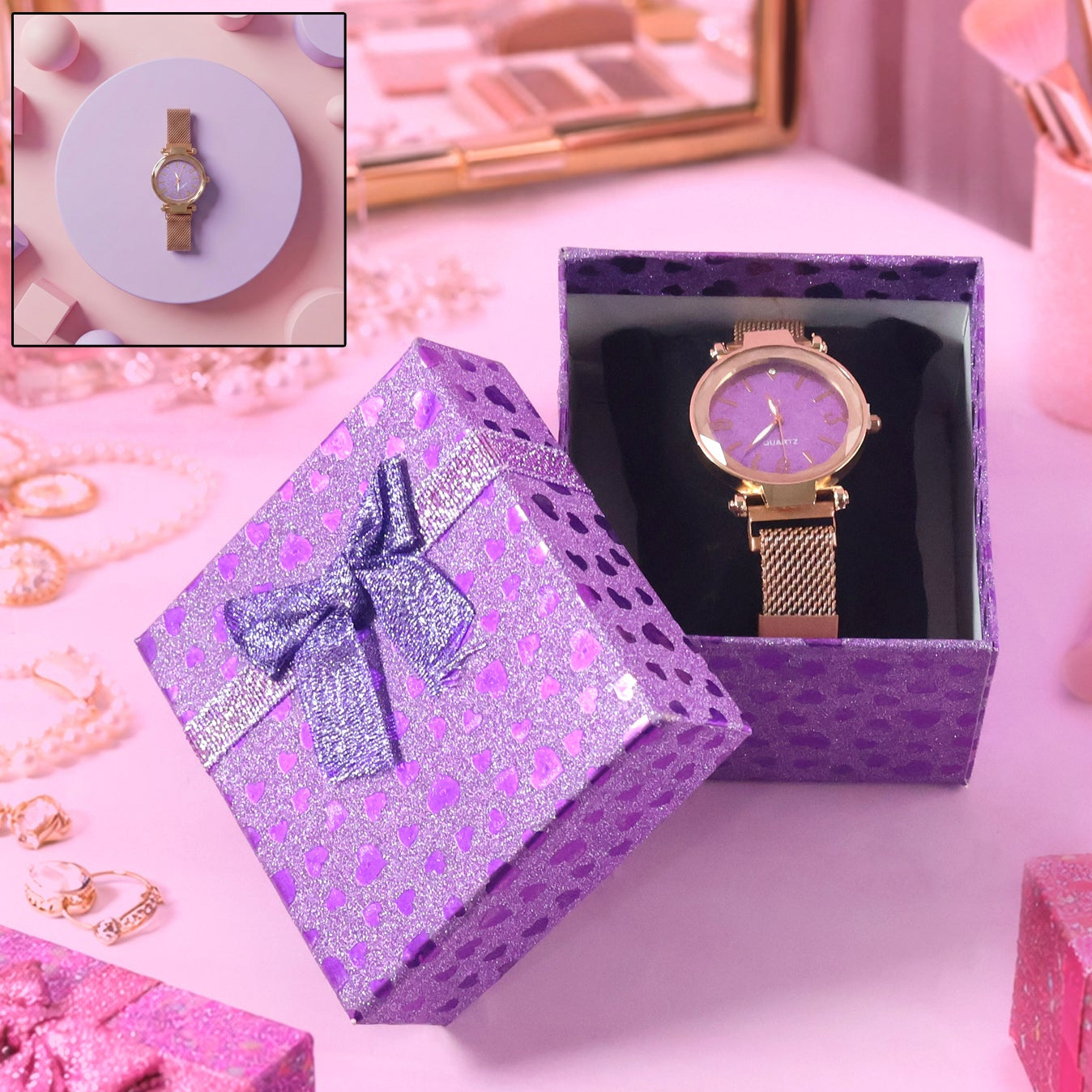 Elegant Analog Ladies Wrist Watch with Stylish Dial & Premium Gift Box - Happy Price - Image 1