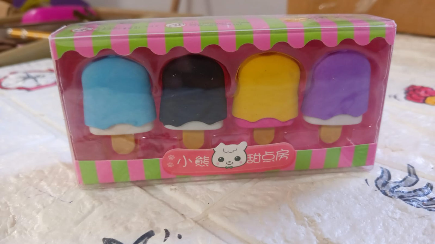 Ice Cream Eraser For Girlseraser For School Bday Return Gift Party Doughnut Lollipop Ice Cream Theme Shape Erasers Pencils Set For Kids Educational Stationary Kit School Supplies (1 Set 4 Pc) - Happy Price - Image 6