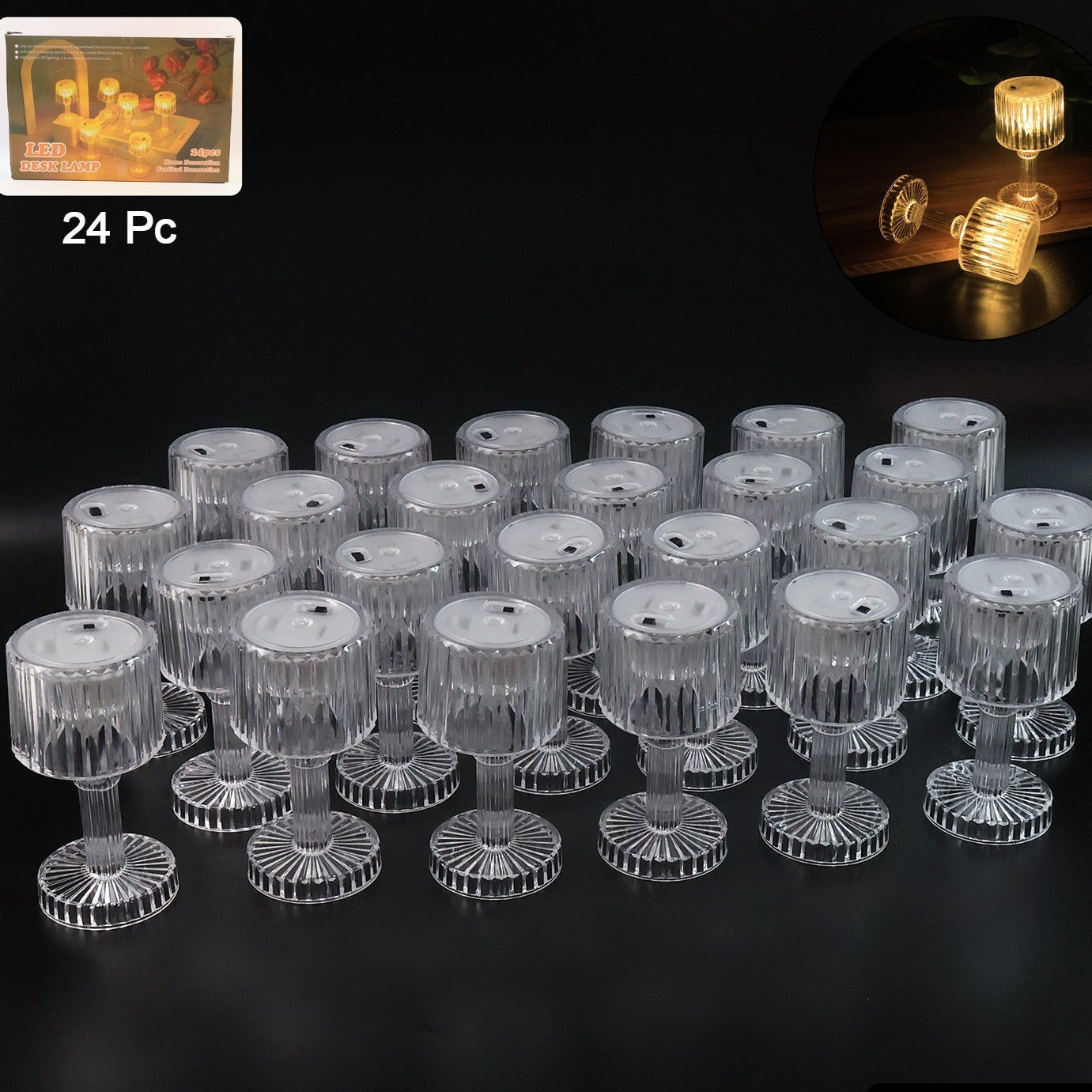 Set of 24 LED Crystal Effect Mini Table Lamps - Happy Price - Image 1