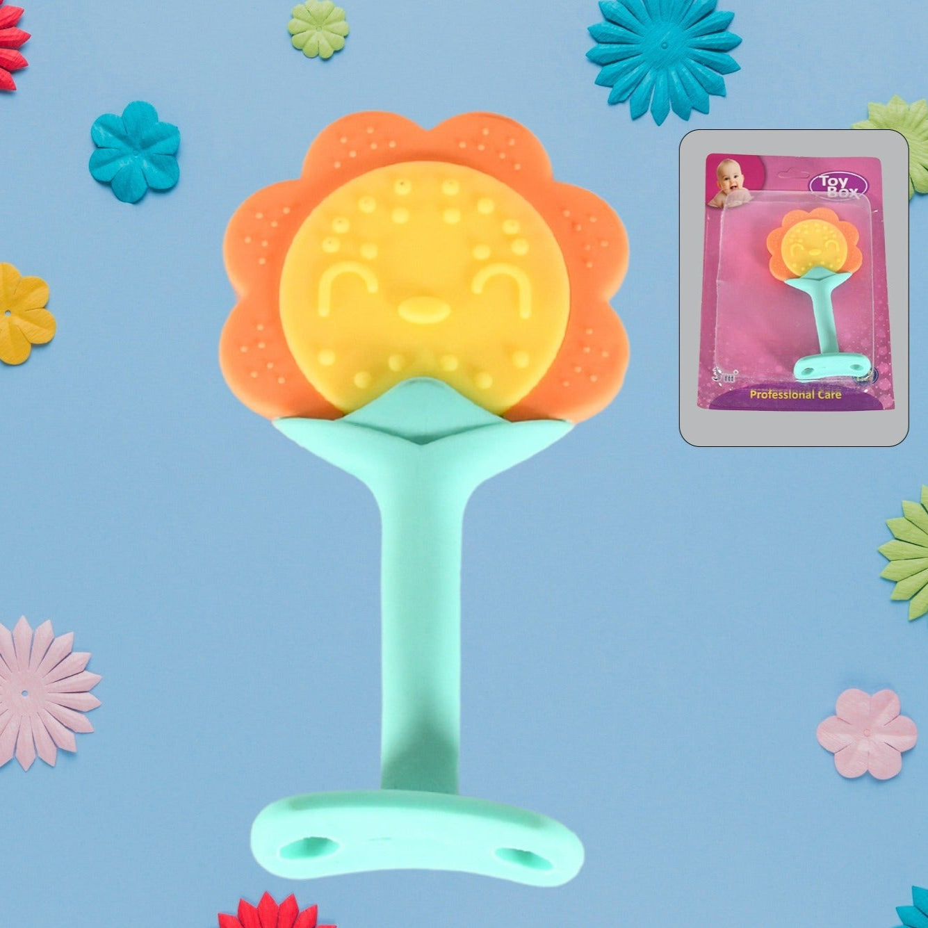 Baby Silicone Teether Fruit Teether For Toddlers100 Food Grade Silicone Teether Non-toxic  Latex Free Suitable For Kids Above 3 Months Sunflower Moon Shape(1 Pc) - Happy Price - Image 1