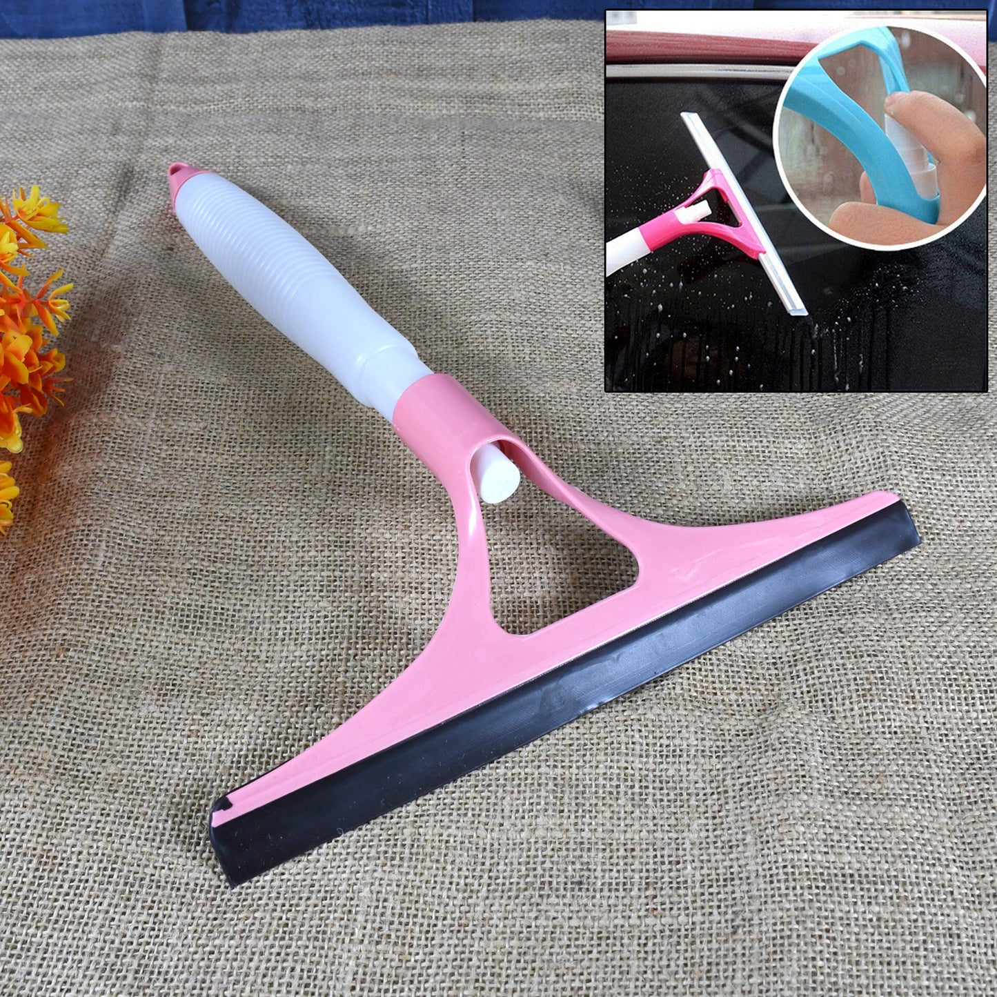 Home Practical Washing Brush Magic Spray Type Cleaning Brush With Spray Bottle Glass Wiper Window Clean Shave Glass Sponge Car Window Cleaning (1 Pc) - Happy Price - Image 2