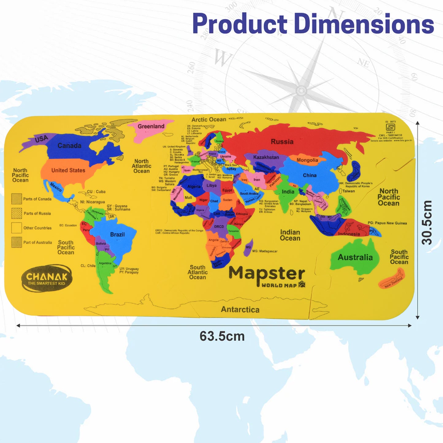 Aditi World Map EVA Foam Puzzle for Kids - Learn Countries, Capitals & Flags - Happy Price - Image 7