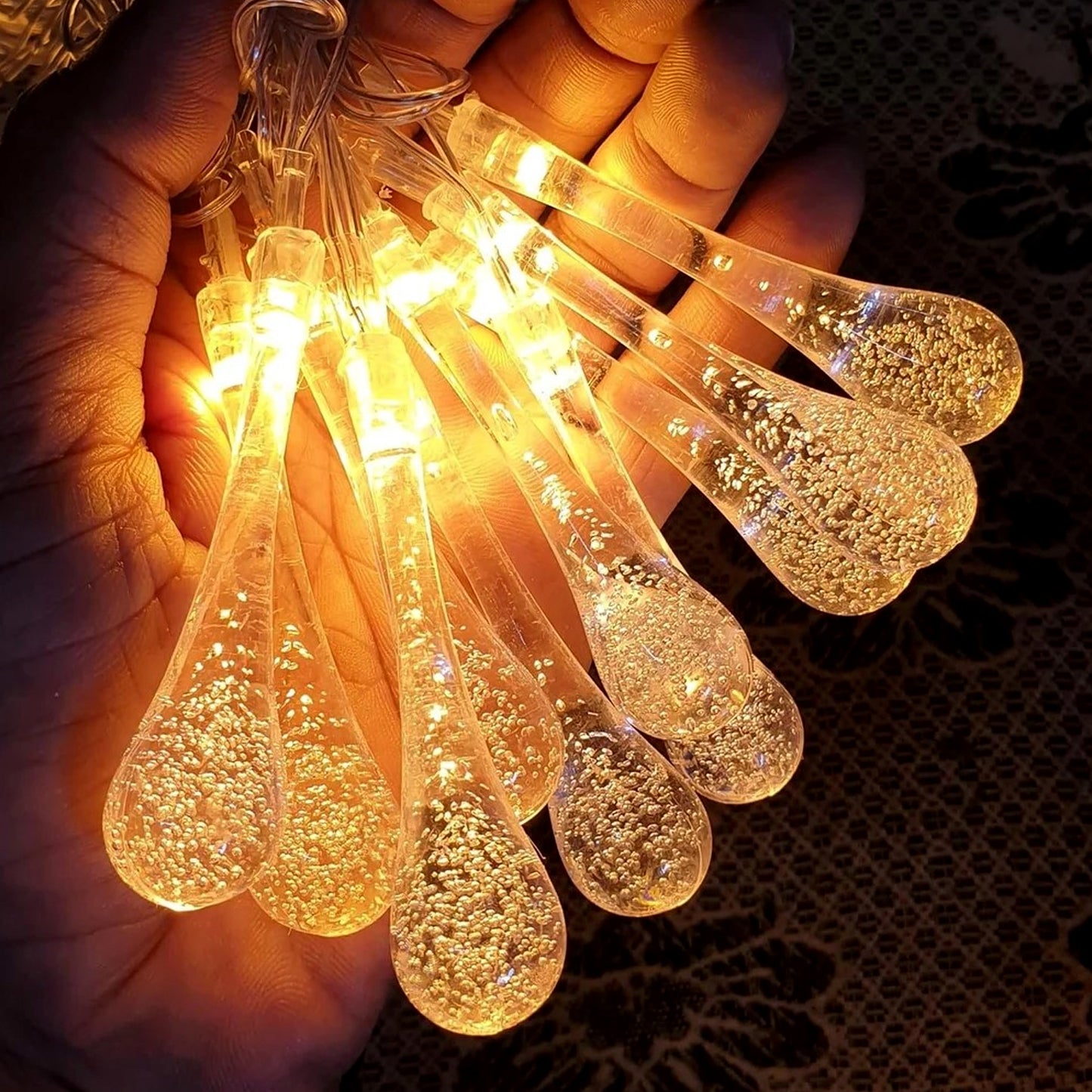 Decorative Led Lighting Chain With Crystal Water Drop Bulbs Approx 3 Mtr (1 Pc) - Happy Price - Image 4