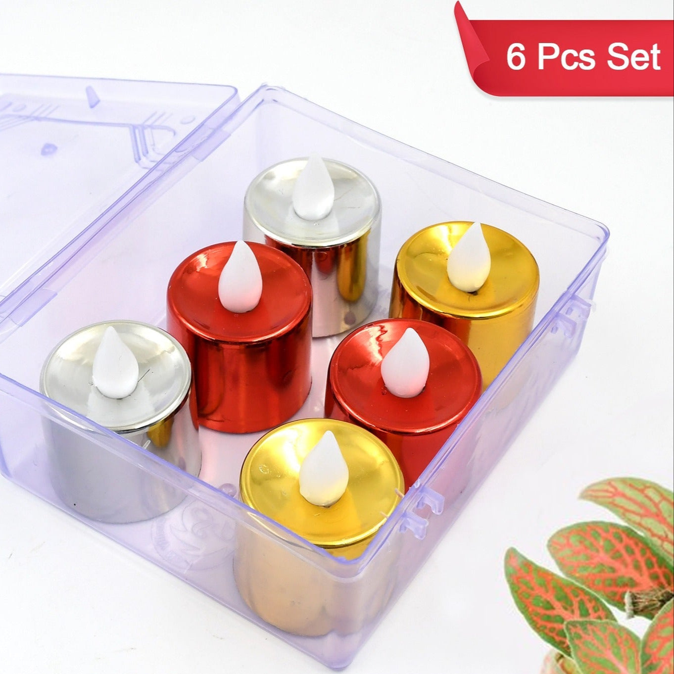 LED Diya Tea Lights - 6 Pcs Set, Flameless Electric Candles for Home Decor - Happy Price - Image 1