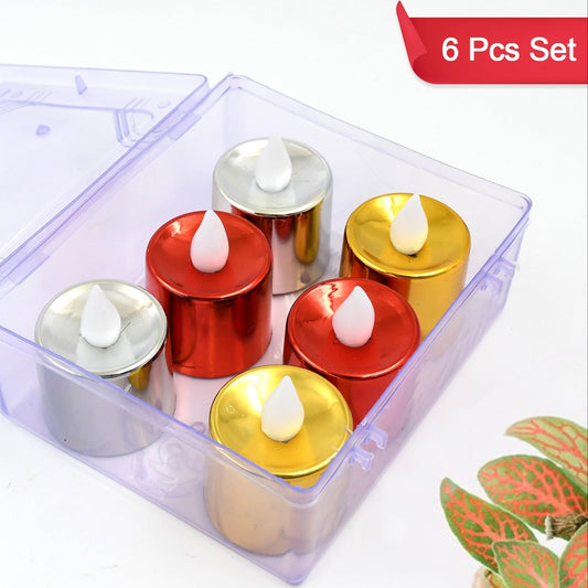 LED Diya Tea Lights - 6 Pcs Set, Flameless Electric Candles for Home Decor - Happy Price - Image 1