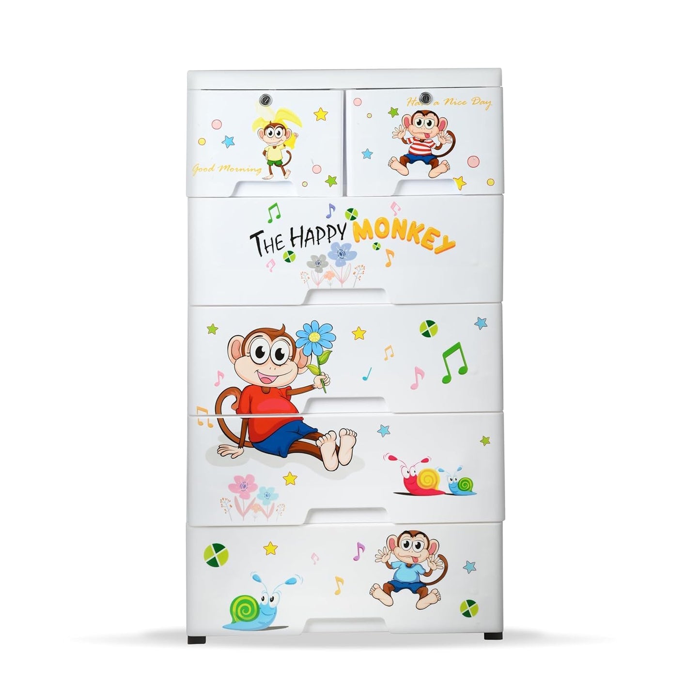 Kids Plastic Chest Of 6 Drawers Multi-purpose Storage Organizerwardrobe For Kids - Happy Price - Image 3
