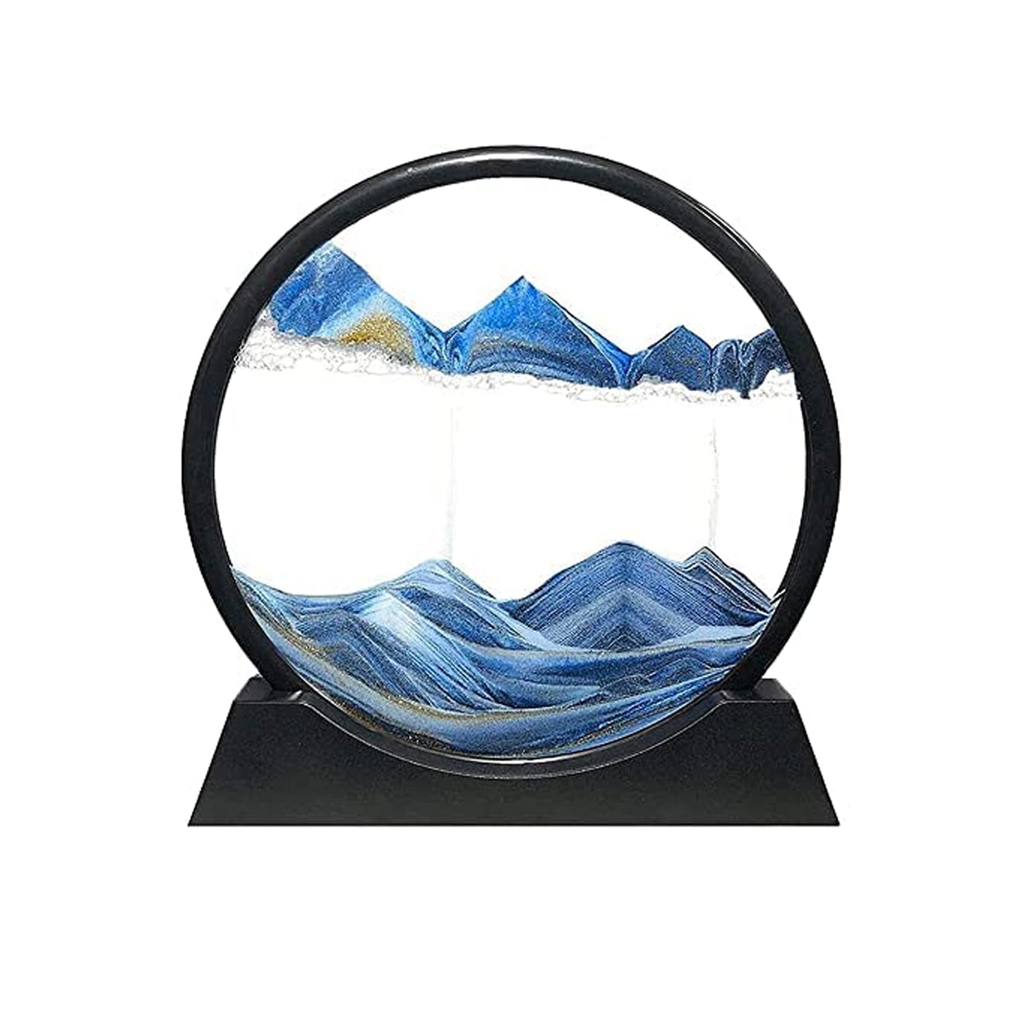Moving Sand Art Picture Decor 3d Deep Sea Sandscape Liquid Motion Round Glass Frame Display Flowing Sand Relaxing Gift For Kids Adults Painting Artistic Sandscape For Home Office Ornament Desktop Art Bookshelves Decoration (1 Pc ) - Happy Price - Image 3