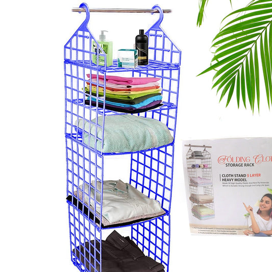Multipurpose 5 Layer Folding Clothes Storage Rackscloset For Students Wardrobe Shelves Socks Scarf T-shirt Etchanging Organizer Storage Holders  Racks - Happy Price - Image 1