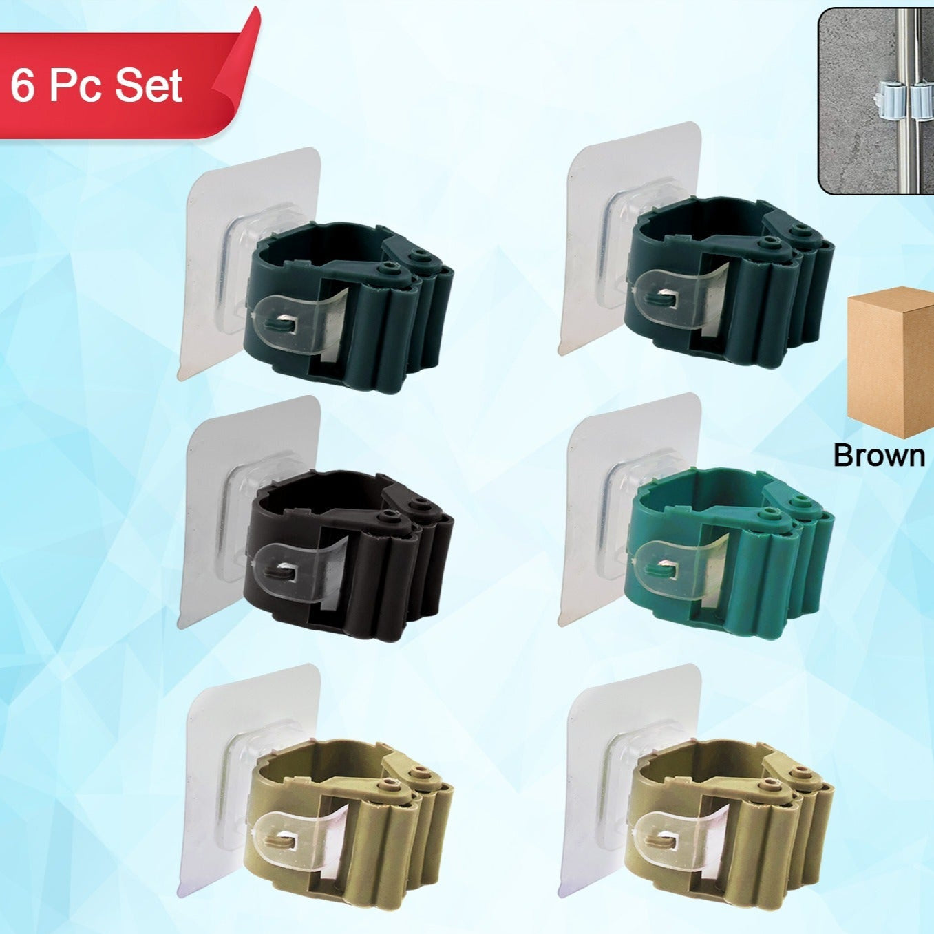 Self-adhesive Mop And Broom Holder Clips (6 Pc Set) - Happy Price - Image 1