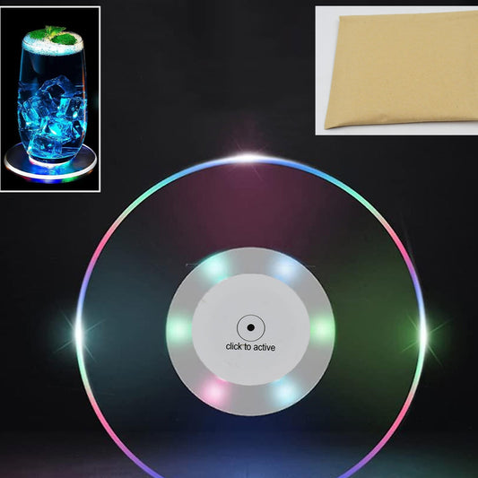 Colorful Led Cocktail Coaster Round Ultra-thin Led Drink Coaster (1 Pc) - Happy Price - Image 1