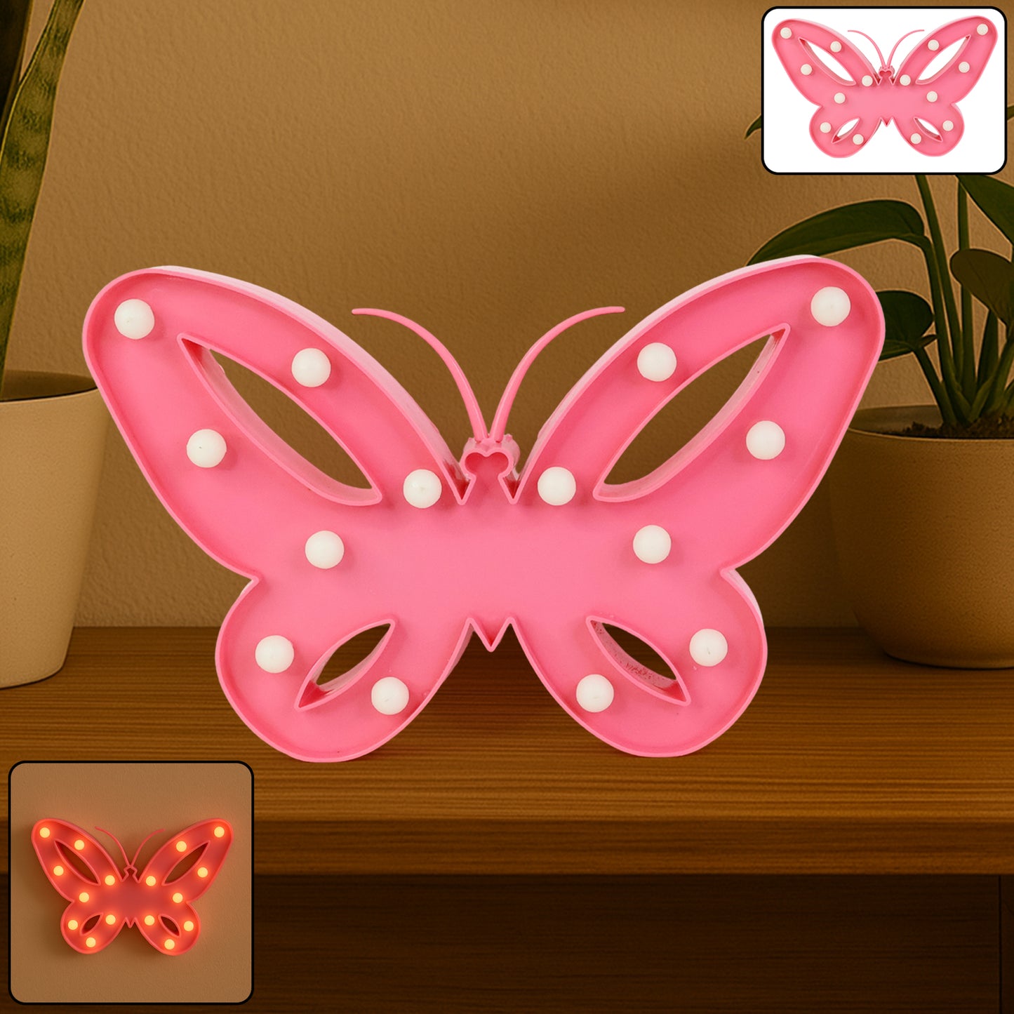 Butterfly Shape LED Decorative Night Light (1 Pc) - Battery Operated Warm Glow Lamp for Kids Room & Home Decor - Happy Price - Image 3