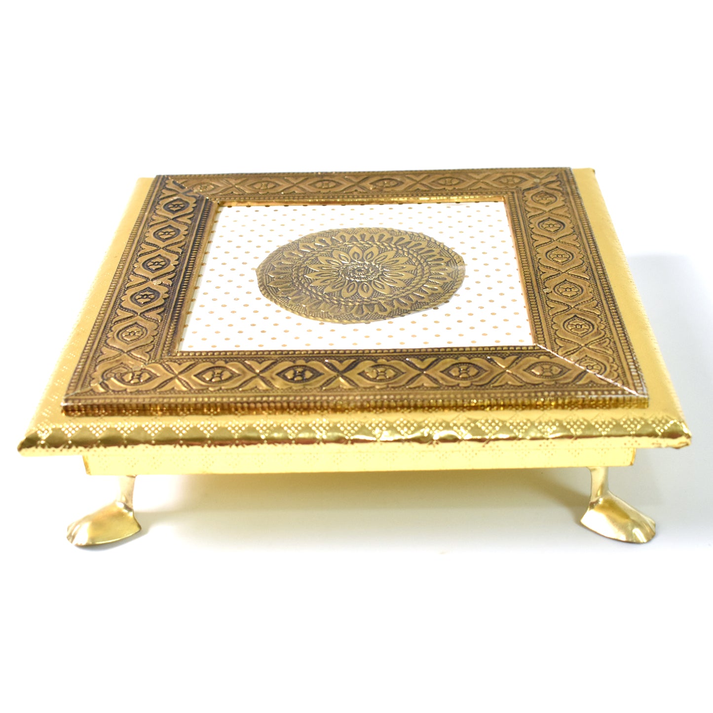Golden - Square Pooja Chowki Patla  Bajot (2020 Cm  1 Pc) - Happy Price - Image 5