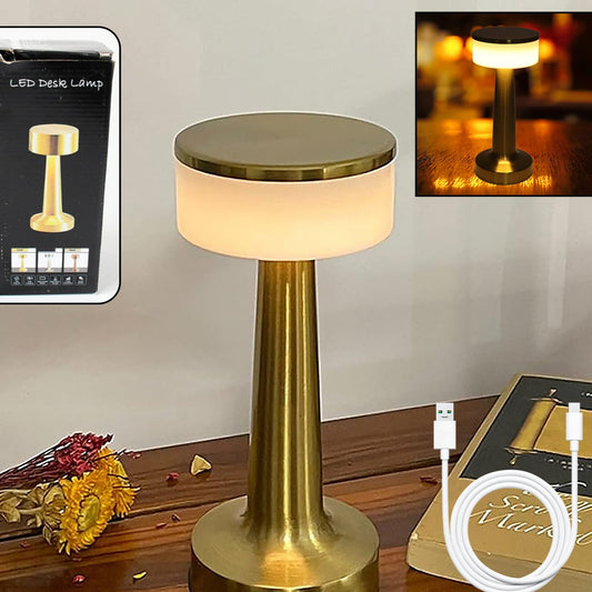 Led Lamp With Touch Control  Decorative Desk Lamp Portable Metal Led Table Lamp Usb Rechargeable 3 Color 3 Levels Brightness Dimmable Eye Protection Modern Lamp For Home Decor Party Kids Room Bedroom (1 Pc) - Happy Price - Image 1