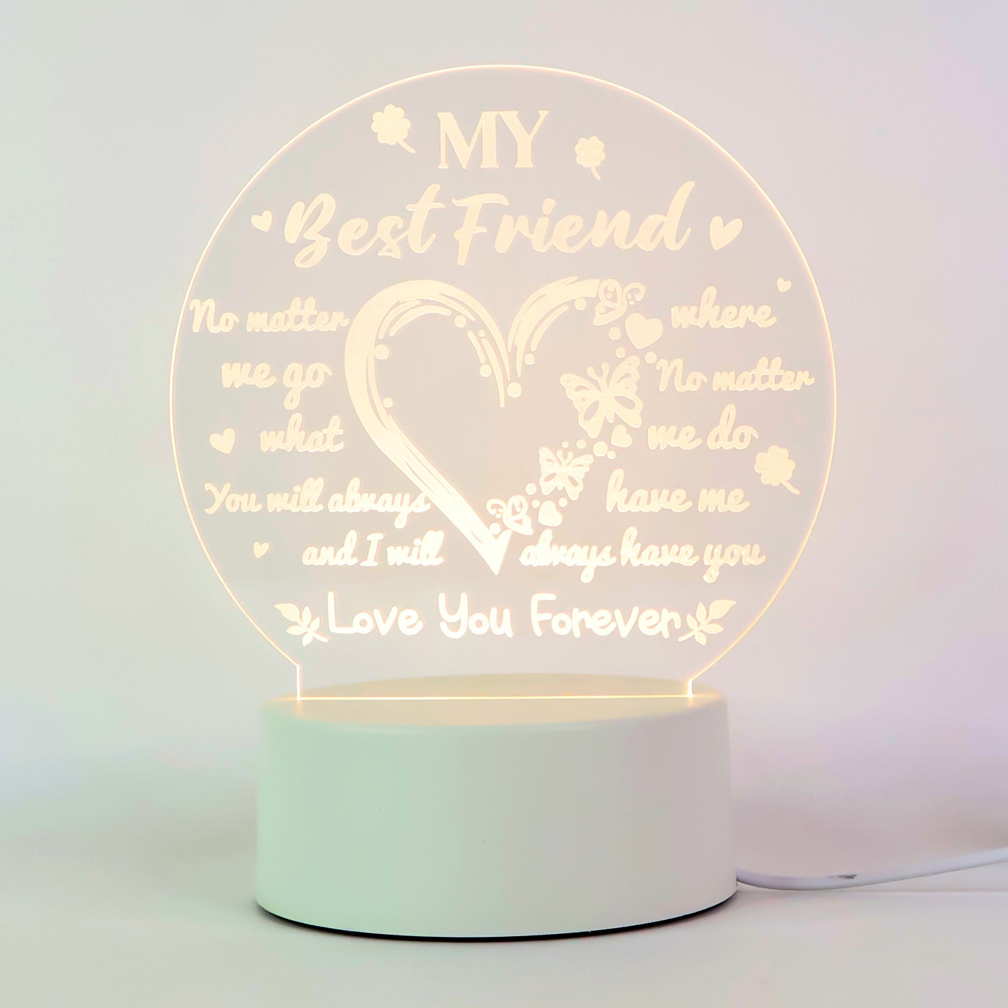 3D Illusion LED Night Lamp - Heart & Best Friend Design - Happy Price - Image 2