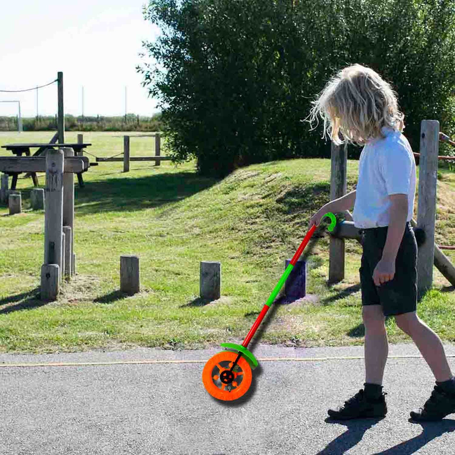 Plastic Single Wheel Push Run Toy With Handle And Two Lights On Wheel. Push Toy For Kids. - Happy Price - Image 2