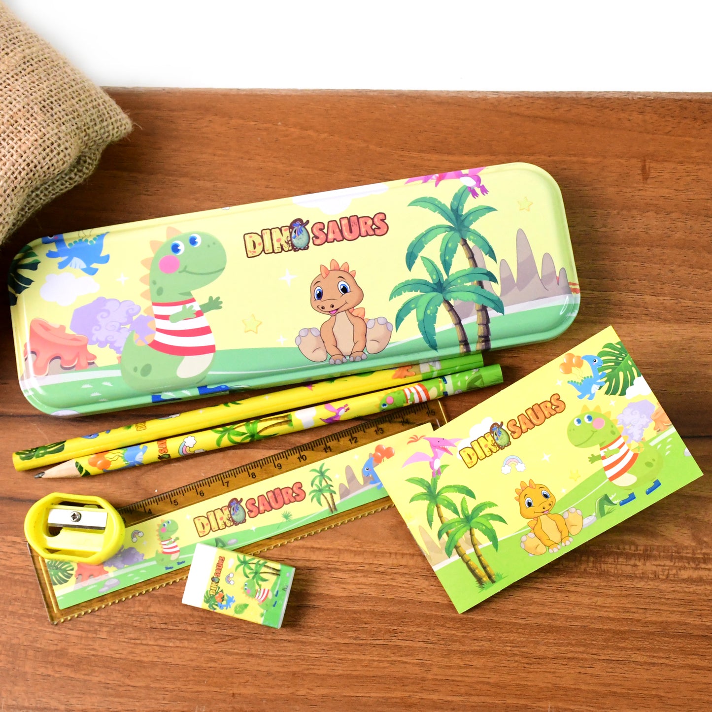 Dinosaur Themed Kids Stationery Set with Pencil Box, Pencils, Scale, Eraser & Sharpener - Happy Price - Image 5
