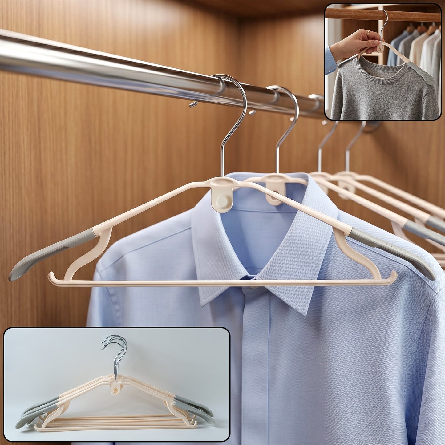 Set of 5 Durable Plastic Clothes Hangers with Non-Slip Grip - Happy Price - Image 2