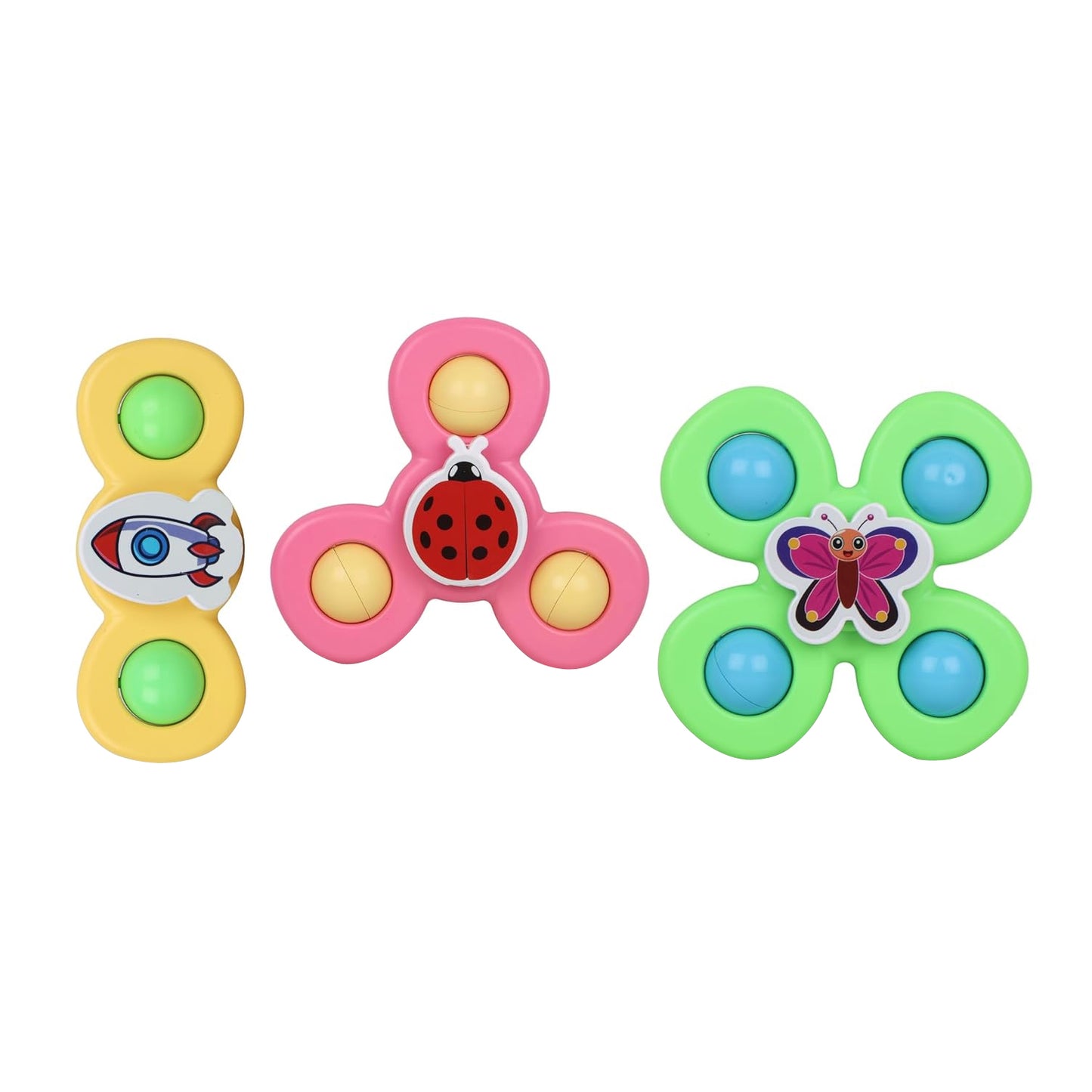 3 Pc Baby Spinner Toy Set with Suction Cups for Sensory Play - Happy Price - Image 2