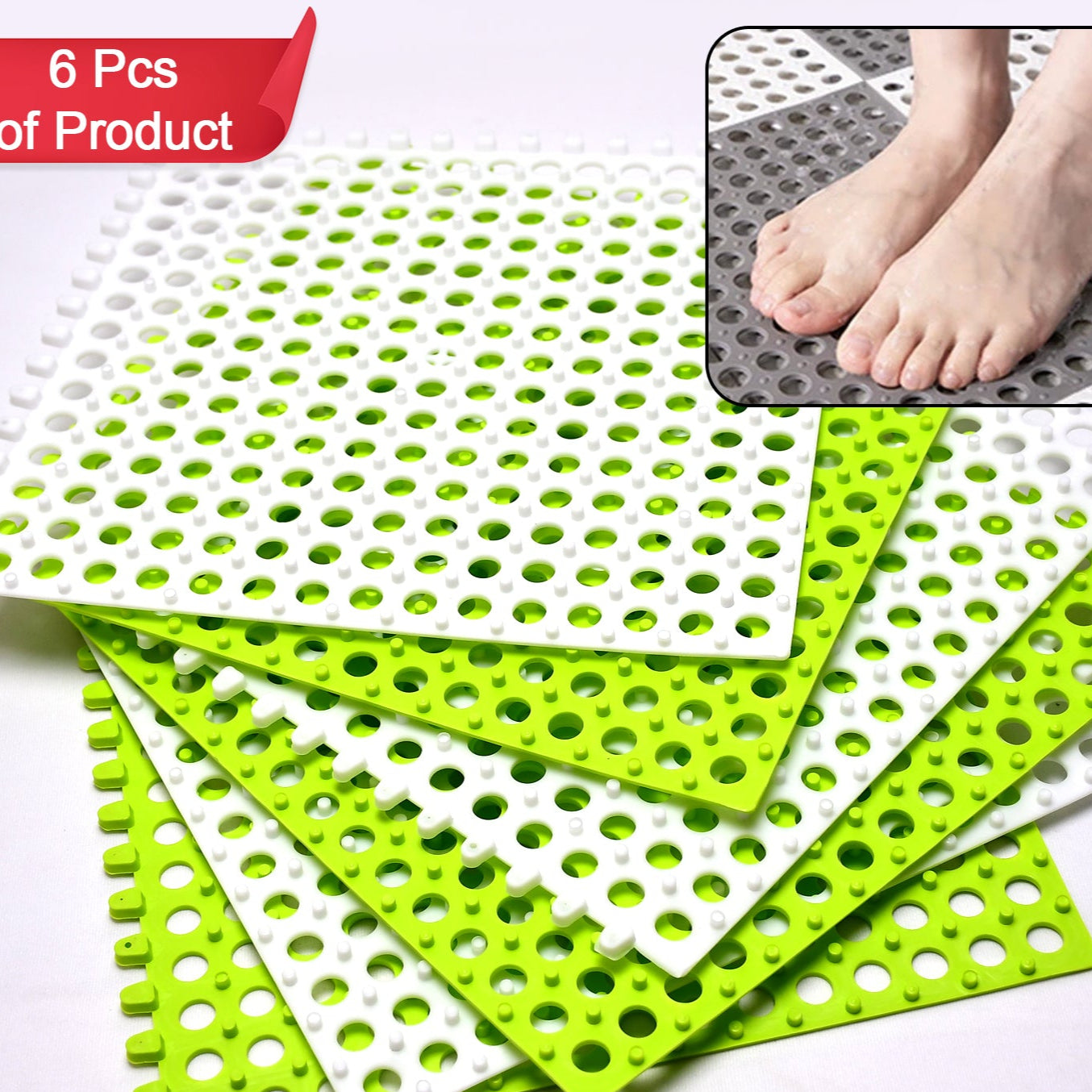 Bath Anti Slip Mat Used While Bathing And Toilet Purposes To Avoid Slippery Floor Surfaces. (Pack Of 6) - Happy Price - Image 1